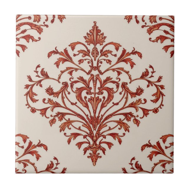 Moderne Vintage-Blumenmuster 3 Fliese (Vorderseite)
