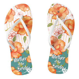 Moderne Vintage-Blumenrosen Orange | Hochzeitsguns Flip Flops