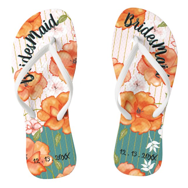 Moderne Vintage Blumenüberseeische Gastgeschenk Ho Flip Flops (Fußbett)