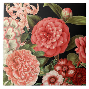 moderne Vintage botanisch-rosa Blume Fliese