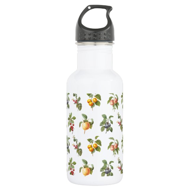 moderne Vintage botanische Früchte Edelstahlflasche (Vorderseite)