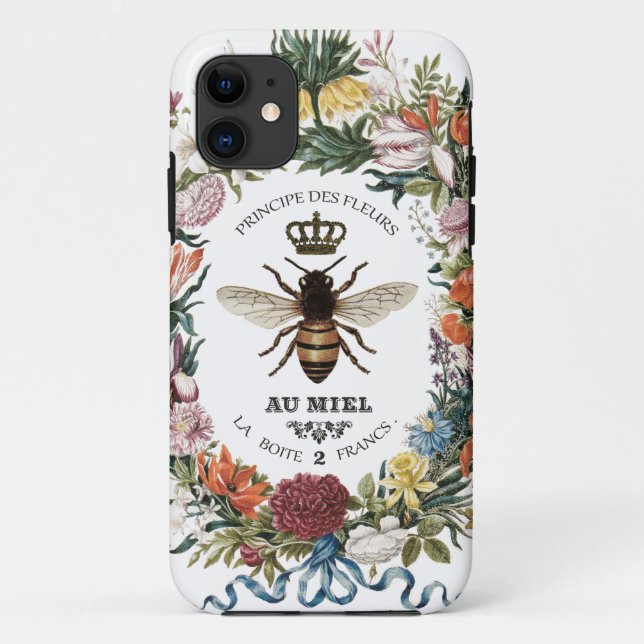MODERNE VINTAGE-BOTANISCHE KÖNIGIN-BIENE Case-Mate iPhone HÜLLE (Rückseite)
