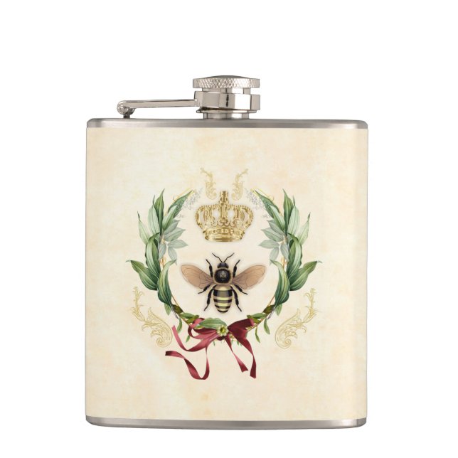 Moderne Vintage Botanische Königin Flachmann (Vorderseite)