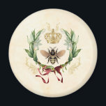 Moderne Vintage Botanische Königin Magnet<br><div class="desc">Modernes Vintages botanisches Bienenhoniginsekt,  Retro-Vintages,  elegantes Blattwerk,  blühender botanischer Blumengarten,  Blumenblättern im Sommer,  Veranschaulichung der luxuriösen Aquarellfarbe,  Kronenkratzennektar,  niedliche schöne Buzz-Schönheit ,  Gelbe Flügel Blume Tier,  Goldwild Honigbiene,  Insektenhonigbug , </div>