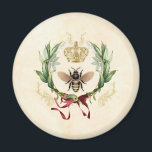 Moderne Vintage Botanische Königin Magnet<br><div class="desc">Modernes Vintages botanisches Bienenhoniginsekt,  Retro-Vintages,  elegantes Blattwerk,  blühender botanischer Blumengarten,  Blumenblättern im Sommer,  Veranschaulichung der luxuriösen Aquarellfarbe,  Kronenkratzennektar,  niedliche schöne Buzz-Schönheit ,  Gelbe Flügel Blume Tier,  Goldwild Honigbiene,  Insektenhonigbug , </div>