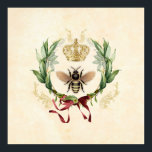 Moderne Vintage Botanische Königin Poster<br><div class="desc">Modernes Vintages botanisches Bienenhoniginsekt, Retro-Vintages, elegantes Blattwerk, blühender botanischer Blumengarten, Blumenblättern im Sommer, Veranschaulichung der luxuriösen Aquarellfarbe, Kronenkratzennektar, niedliche schöne Buzz-Schönheit , Gelbe Flügel Blume Tier, Goldwild Honigbiene, Insektenhonigbug , </div>