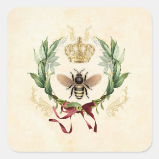 Moderne Vintage Botanische Königin Quadratischer Aufkleber