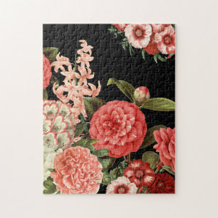 moderne Vintage botanische rosa Blumen Puzzle