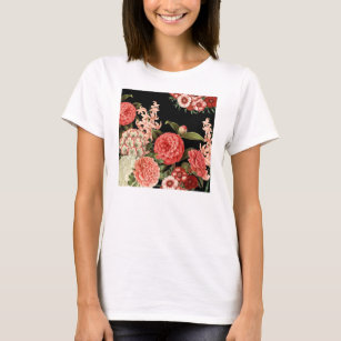 moderne Vintage botanische rosa Blumen T-Shirt