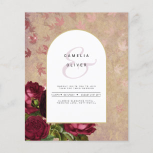 Moderne Vintage Botanische Rote Rosen Hochzeitsein Flyer