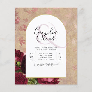 Moderne Vintage Botanische Rote Rosen Hochzeitsein Flyer