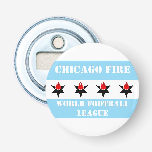 Moderne Vintage-Chicago-Fire-Flagge Flaschenöffner (Vorderseite)