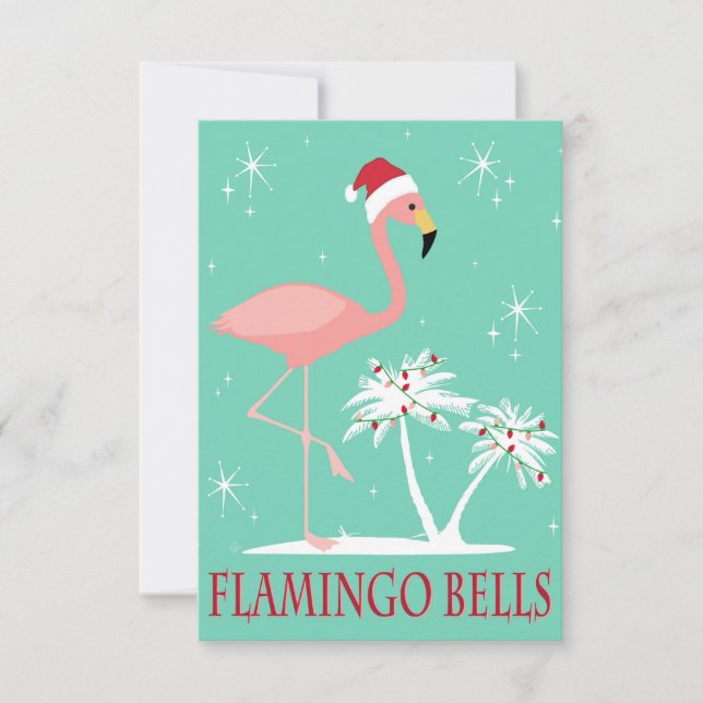 MODERNE VINTAGE CHRISTMAS FLAMINGO EINLADUNG (Vorderseite)