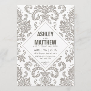Moderne Vintage-Damask-Hochzeitseinladungsvorlage Einladung