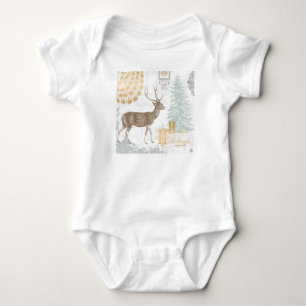 Moderne Vintage Elegante Winterwälder Baby Strampler
