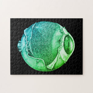 Moderne Vintage Eyeballdetails Zeichnend Grün Puzzle