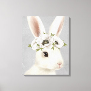 moderne vintage Farmhouse weiße Rabbit Leinwanddruck