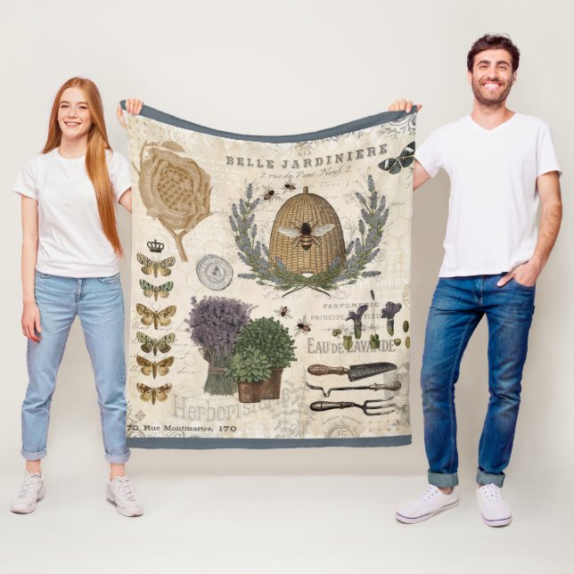 Moderne Vintage französische Bauernblume Fleecedecke (Beispiel)