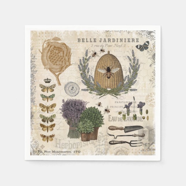 Moderne Vintage französische Bauernblume Serviette (Vorderseite)