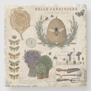 Moderne Vintage französische Bauernblüte Steinuntersetzer