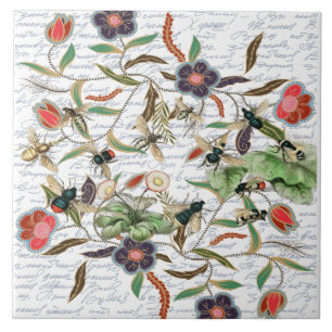 Moderne Vintage französische Bienen & Blume Fliese