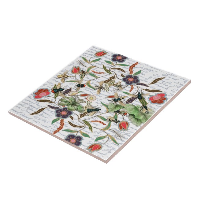 Moderne Vintage französische Bienen & Blume Fliese (Seite)