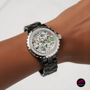 Moderne Vintage französische Bienen & Blume Kissen Armbanduhr