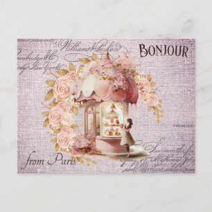 Moderne Vintage französische Blumistik Paris Café Postkarte