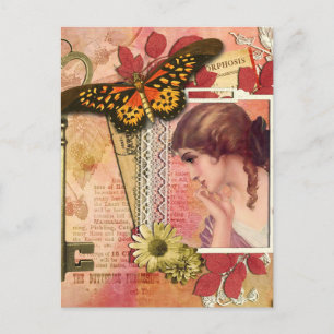 Moderne Vintage-Französische Collage-Postkarte Postkarte