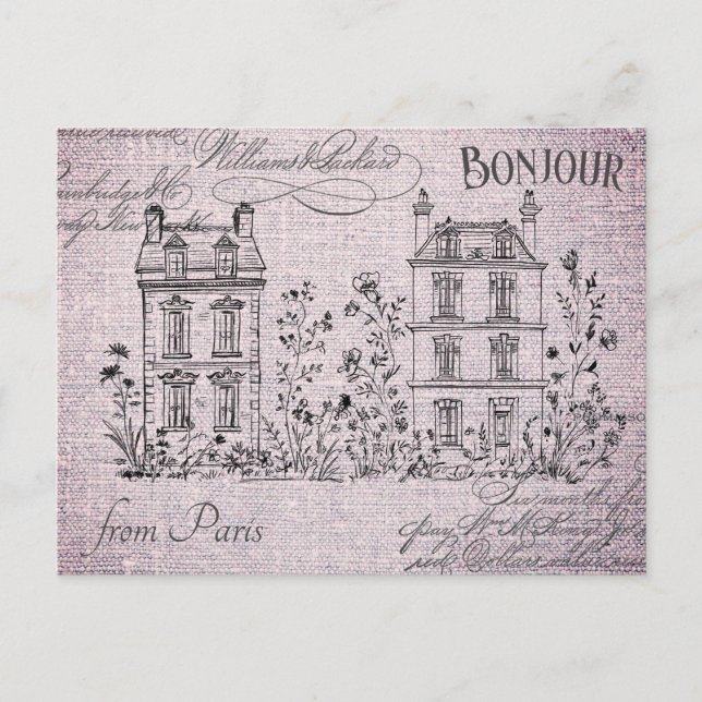 Moderne, Vintage französische Floralarchitektur Postkarte (Vorderseite)