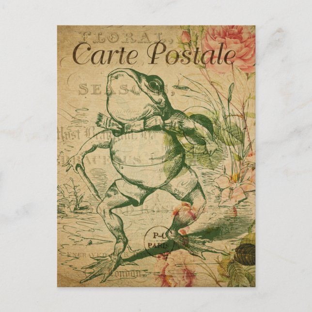 Moderne Vintage französische Froschhalterung Postk Postkarte (Vorderseite)