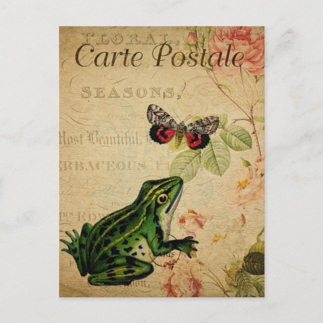 Moderne Vintage französische Froschhalterung Postk Postkarte (Vorderseite)