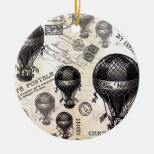 moderne Vintage französische Heißluftballone Keramik Ornament