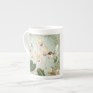 Moderne Vintage französische Kolibris Prozellantasse