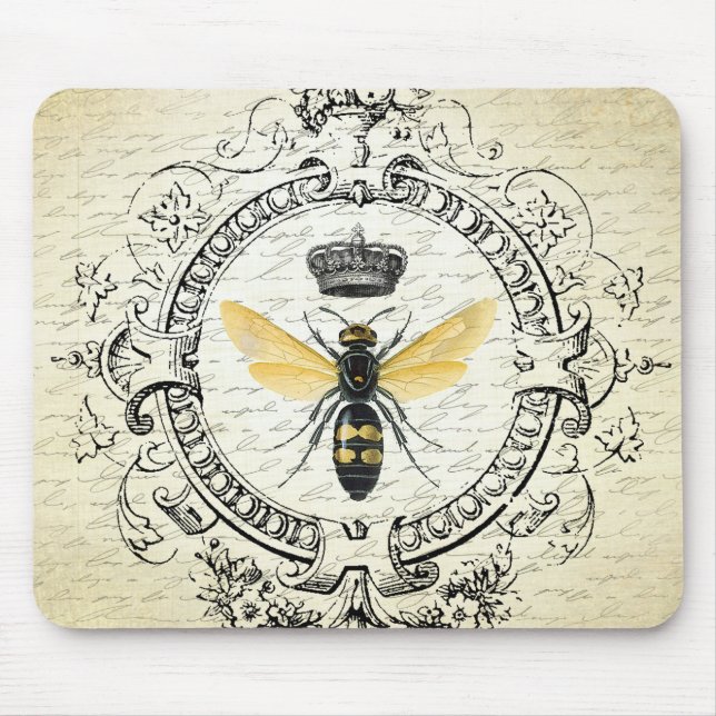 Moderne Vintage französische Königinbiene Mousepad (Vorne)