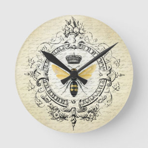 MODERNE VINTAGE französische Königinnenbiene Runde Wanduhr