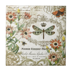 Moderne Vintage französische Libelle Fliese