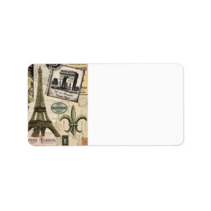 Moderne Vintage französische Reisetasche Adressaufkleber