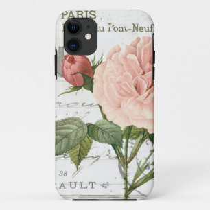 moderne vintage-französische Rosen-Postkarte iPhone 11 Hülle