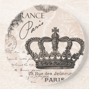 moderne Vintage französische Shabby Chickrone Sandstein Untersetzer