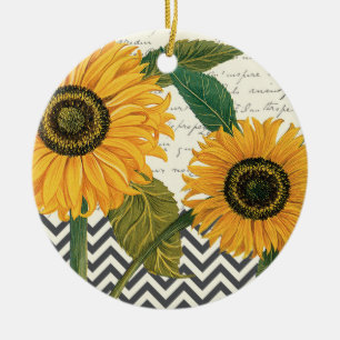 moderne Vintage französische Sonnenblume Keramik Ornament