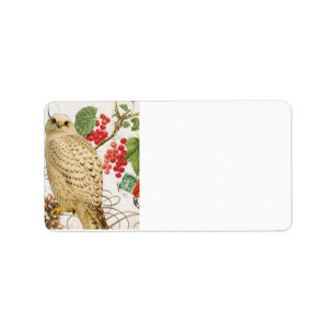 moderne Vintage französische Winterkauz Adressaufkleber