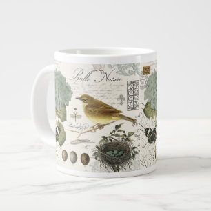 moderne vintage-französischer Vogel und Nest Jumbo-Tasse