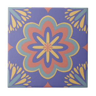 Moderne vintage geometrische lila Blumenelemente Fliese