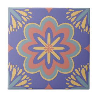 Moderne vintage geometrische lila Blumenelemente Fliese