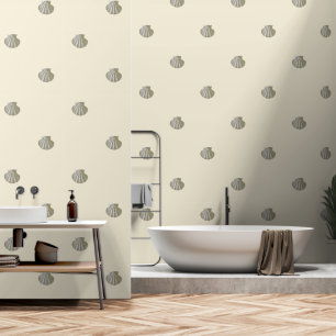 Moderne Vintage Gold-Muschel auf Creme Beige Tapete