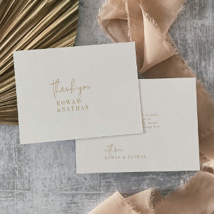 Moderne Vintage Goldflachhochzeit Dankeskarte