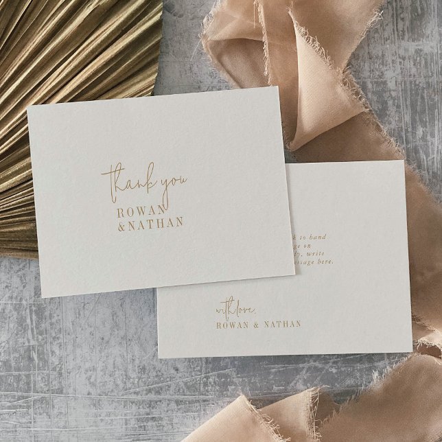 Moderne Vintage Goldflachhochzeit Dankeskarte (Von Creator hochgeladen)
