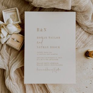 Moderne Vintage Goldmonogramm-Hochzeit Einladung