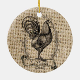 Moderne Vintage Hähnchenbauernhähnchen - französis Keramikornament